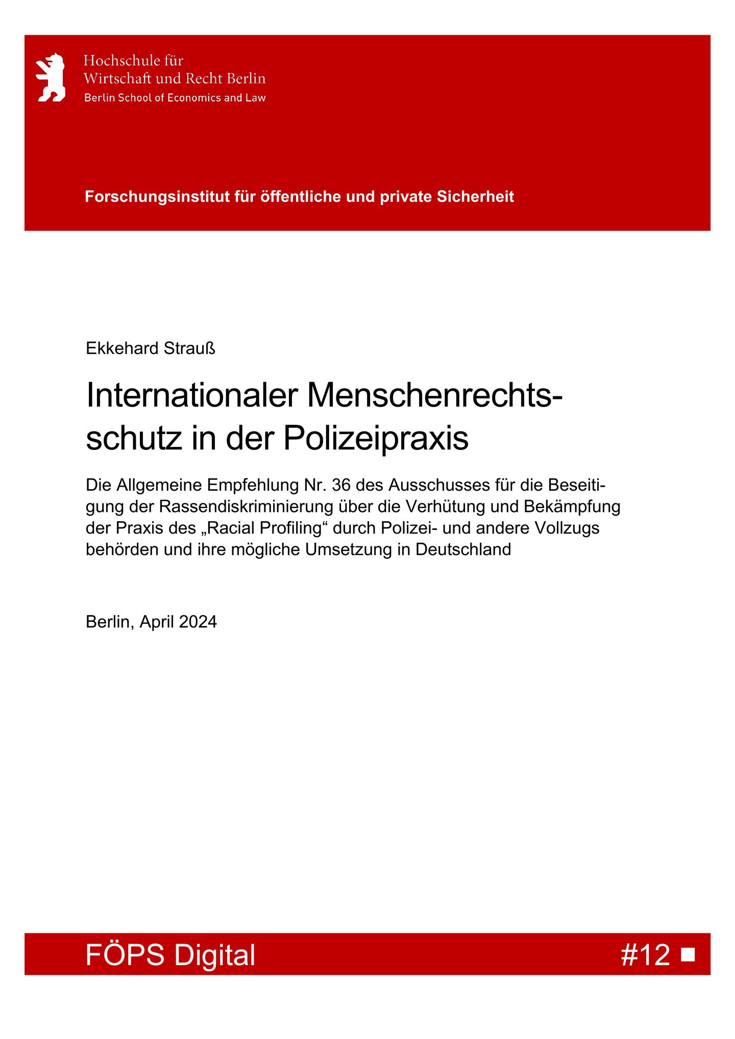Internationaler Menschenrechtsschutz in der Polizeipraxis Cover